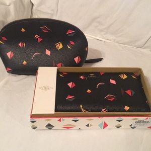 Fossil Wallet and Makeup bag combo